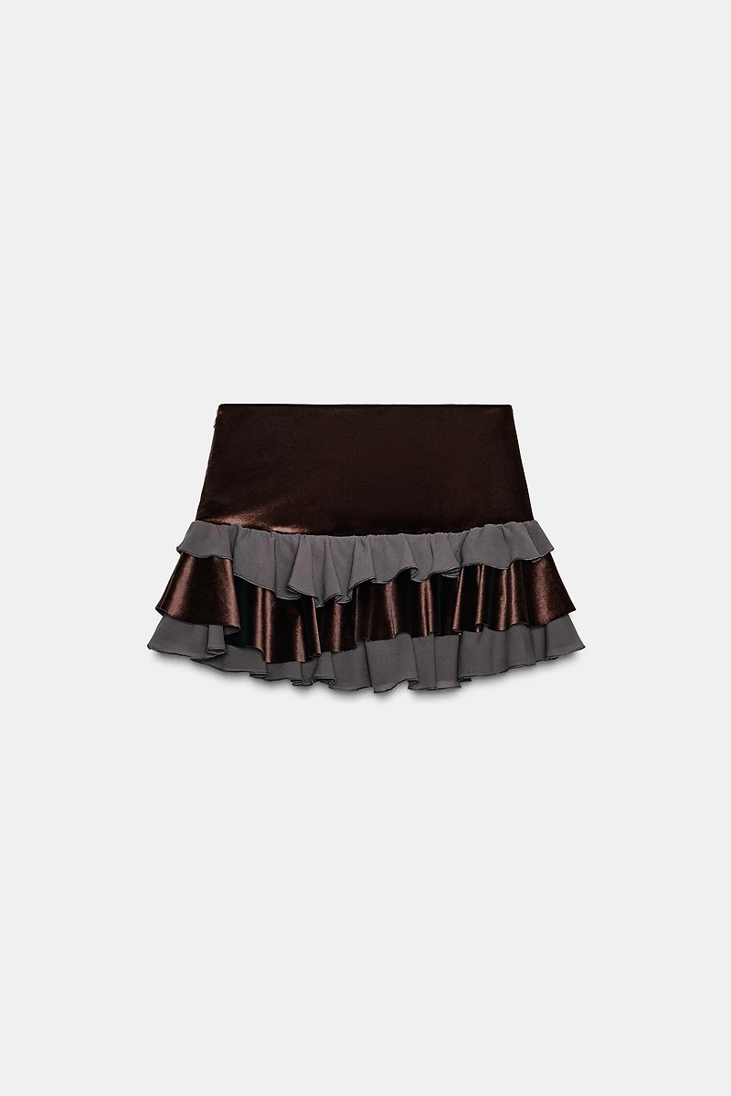 COMBINATION RUFFLE MINI SKIRT