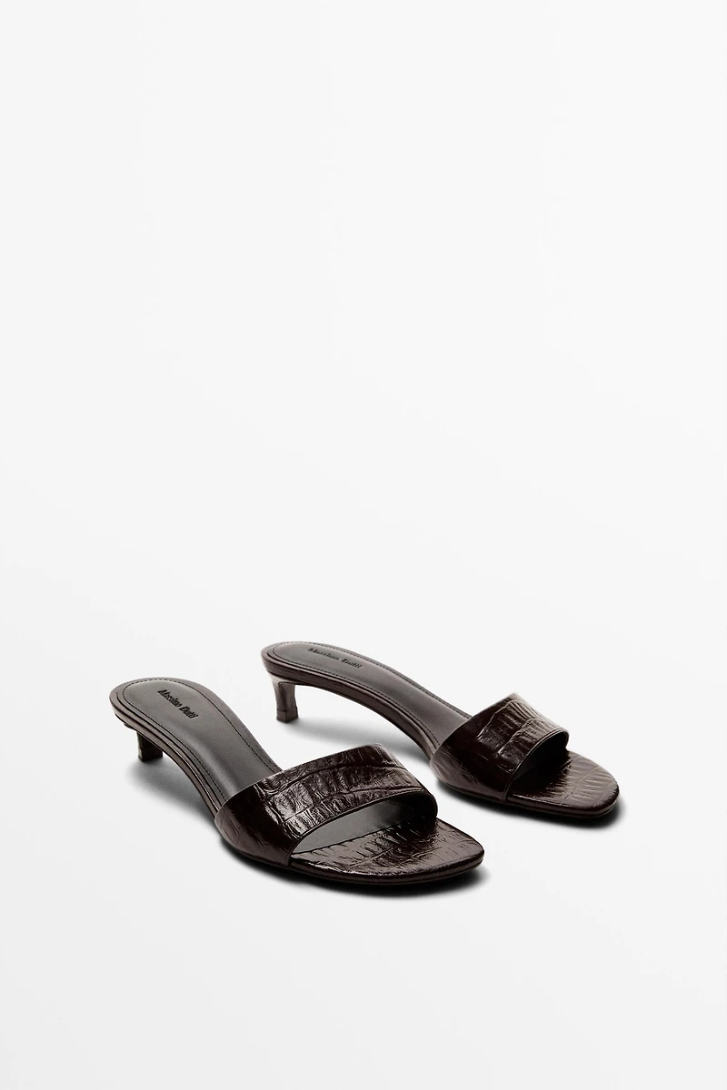High-heel sandals embossed leather