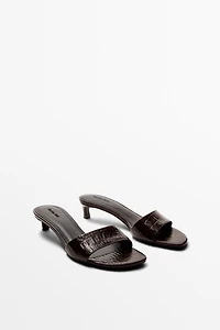 High-heel sandals embossed leather