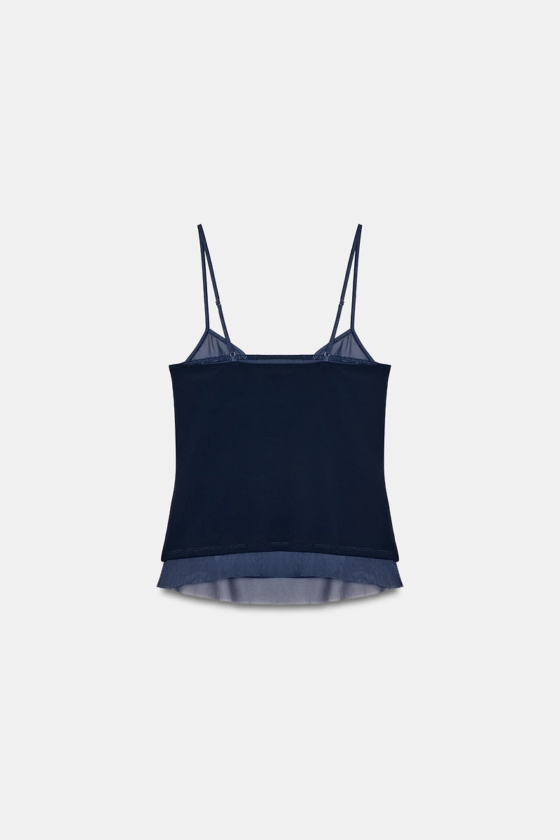 TOP BIMATIÈRE EN TULLE À BRETELLES