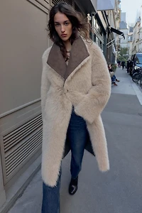 REVERSIBLE FAUX FUR DOUBLE-FACED COAT