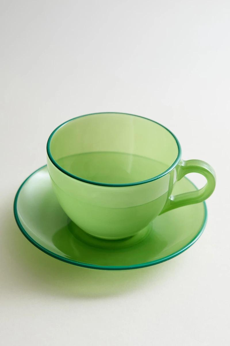 GLASS COFFEE CUP WITH SAUCER