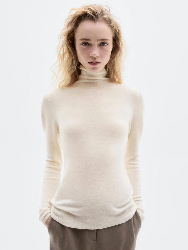 Knit 100% cashmere high neck sweater - LIMITED