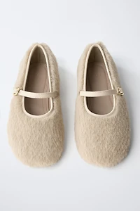 FAUX FUR BALLET FLATS