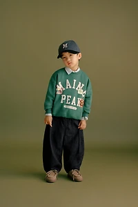 TEXT AND BEAR PATCH SWEATSHIRT