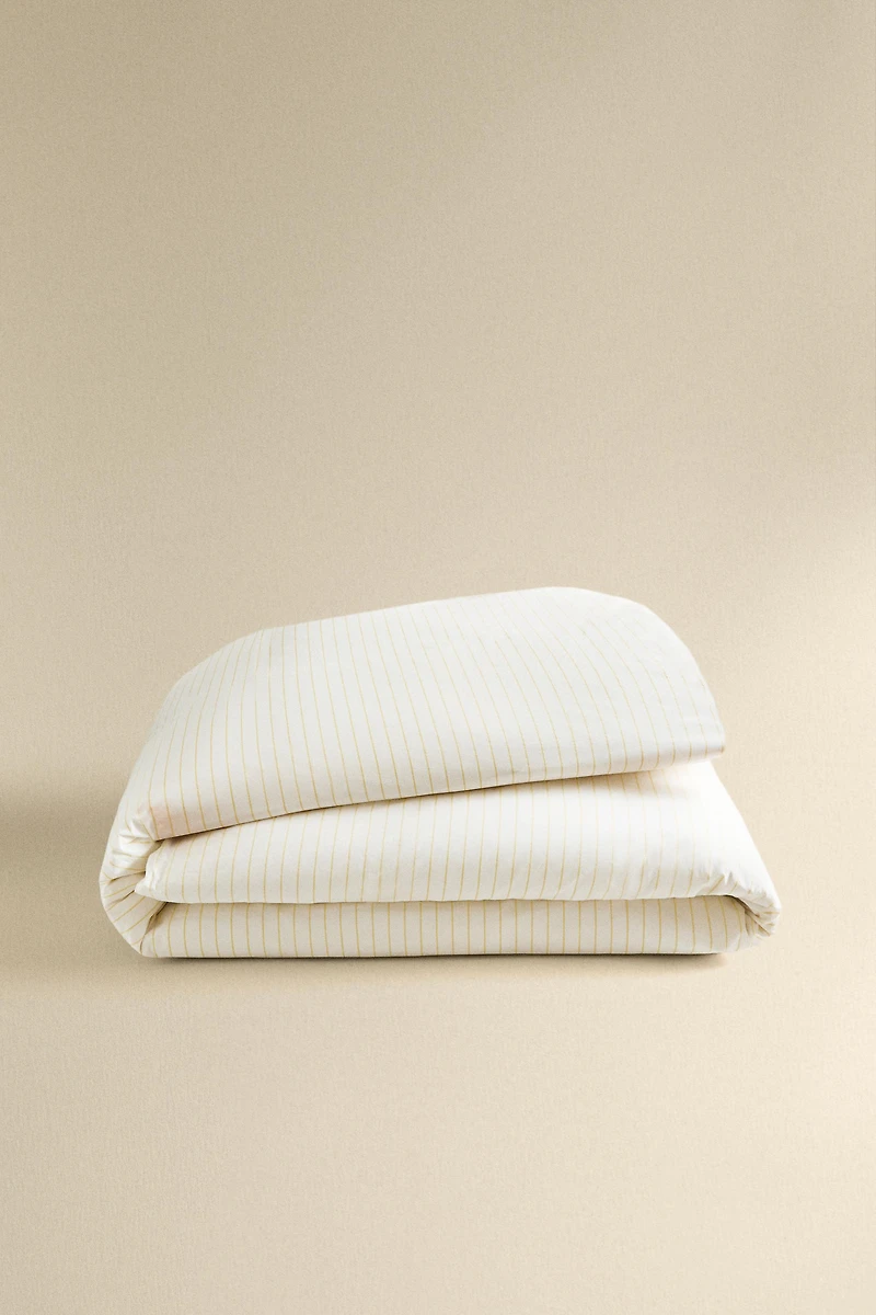 FADED STRIPED COTTON DUVET COVER