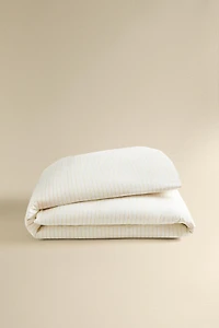 FADED STRIPED COTTON DUVET COVER