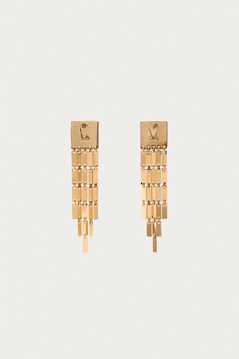 MARISA BERENSON X ZARA FRINGED SQUARE EARRINGS