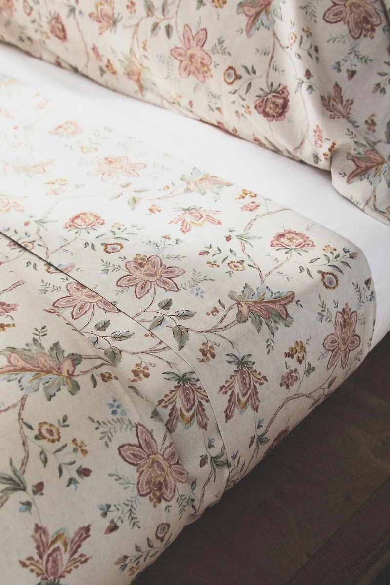 (300 FILS) DRAP DE DESSUS SATIN FLORAL