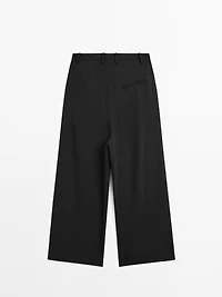 Flowing linen blend trousers with darts