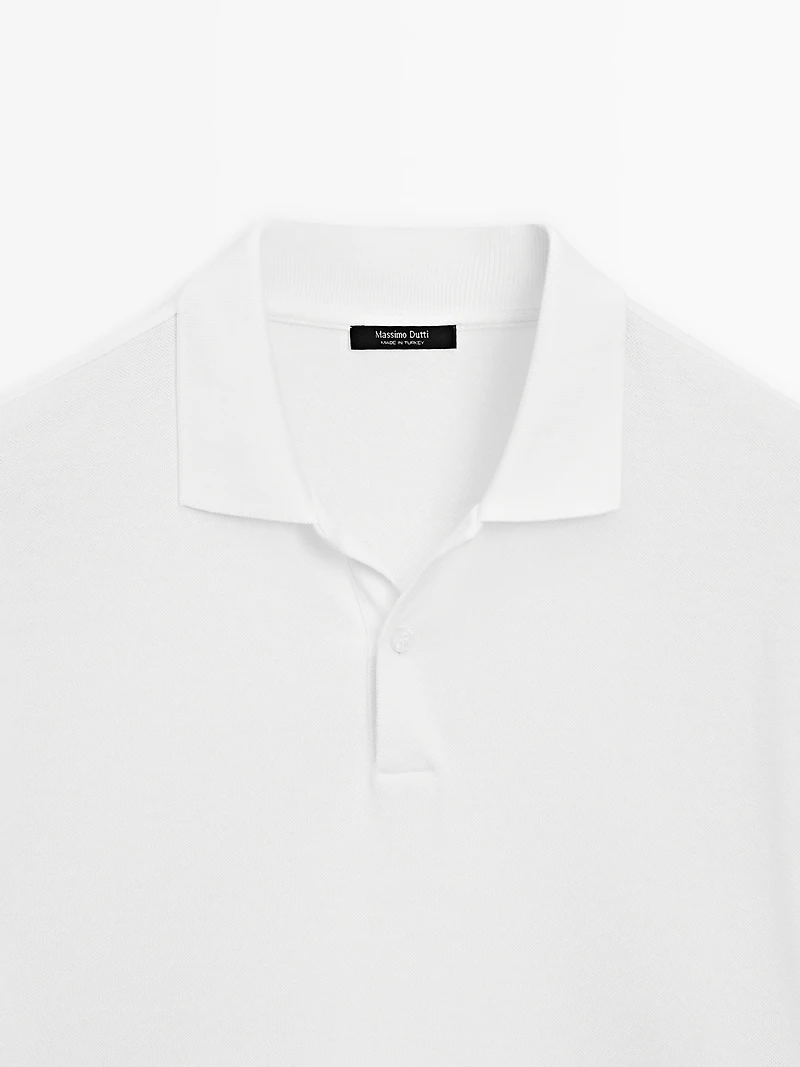 Micro textured piqué cotton polo shirt