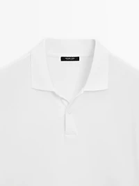 Micro textured piqué cotton polo shirt
