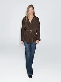 Long shirt with brooch detail
