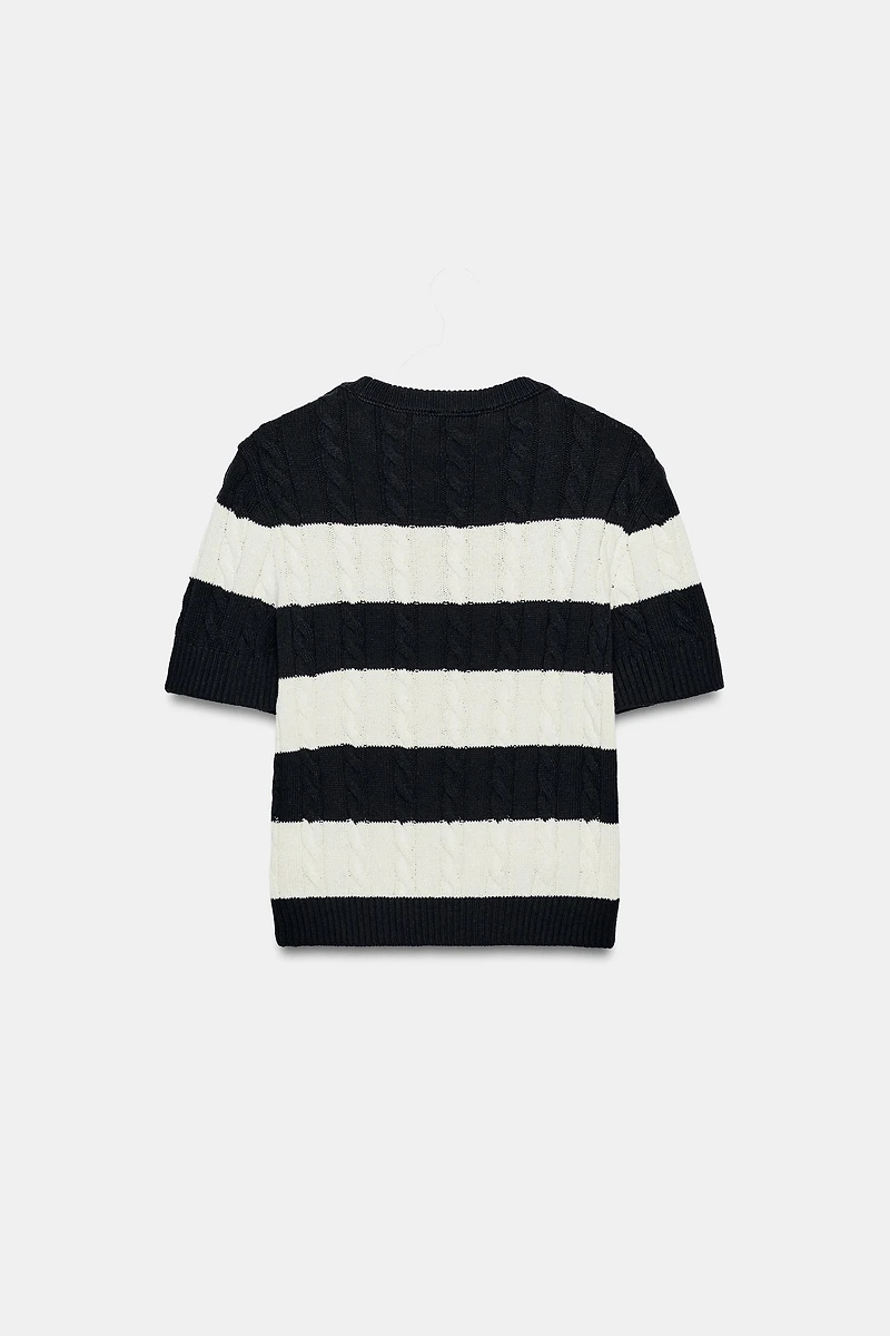 CABLE KNIT STRIPED JUMPER