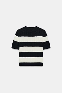 CABLE KNIT STRIPED JUMPER