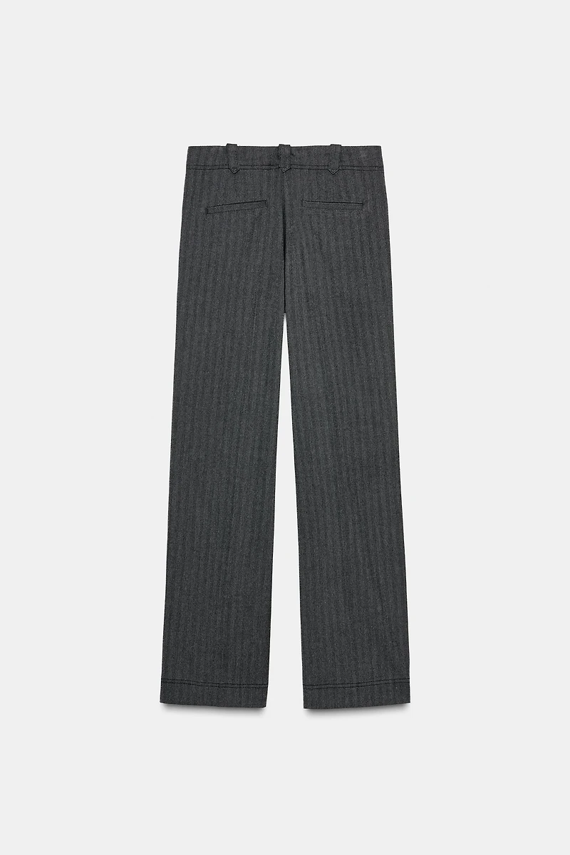 HERRINGBONE STRAIGHT LEG PANTS