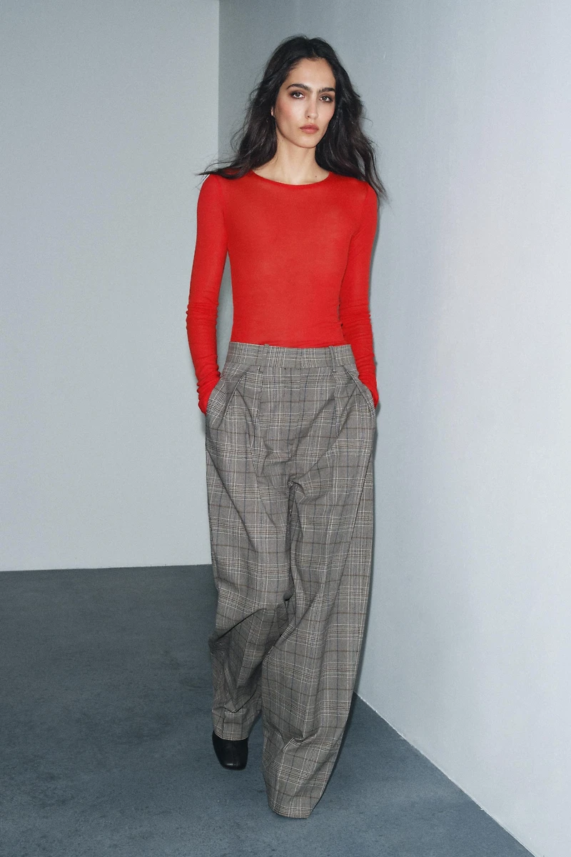 PLAID PLEATED PANTS ZW COLLECTION