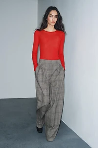PLAID PLEATED PANTS ZW COLLECTION