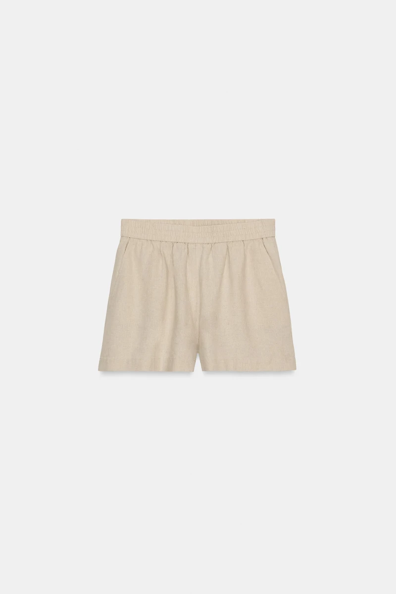 SHORT EN LIN À TAILLE ÉLASTIQUE
