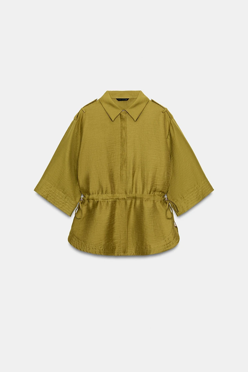LINEN BLEND SAFARI SHIRT WITH TIES