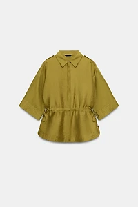 LINEN BLEND SAFARI SHIRT WITH TIES