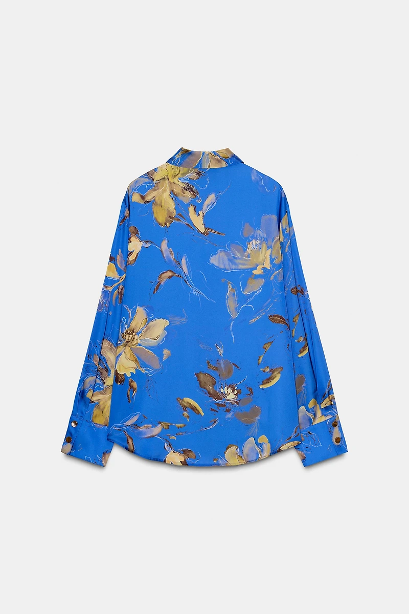 FLORAL PRINT SATIN SHIRT