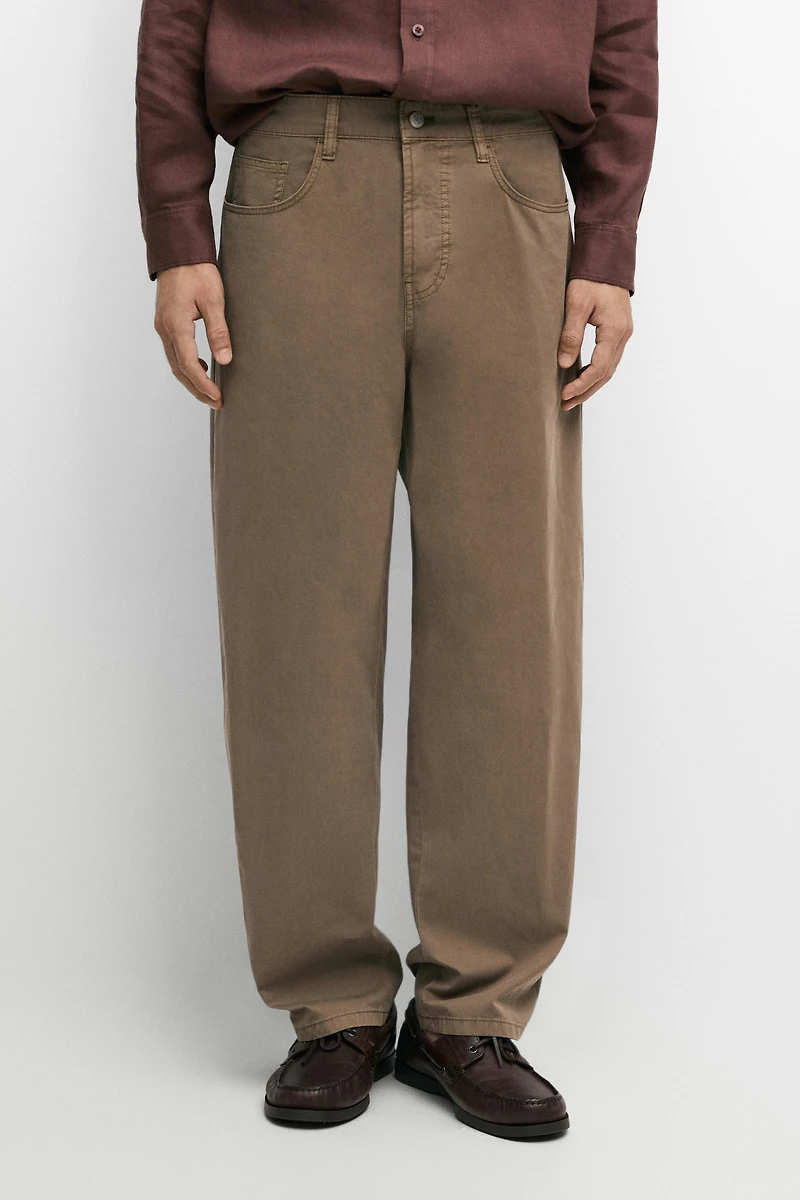 Faux jean barrel en popeline
