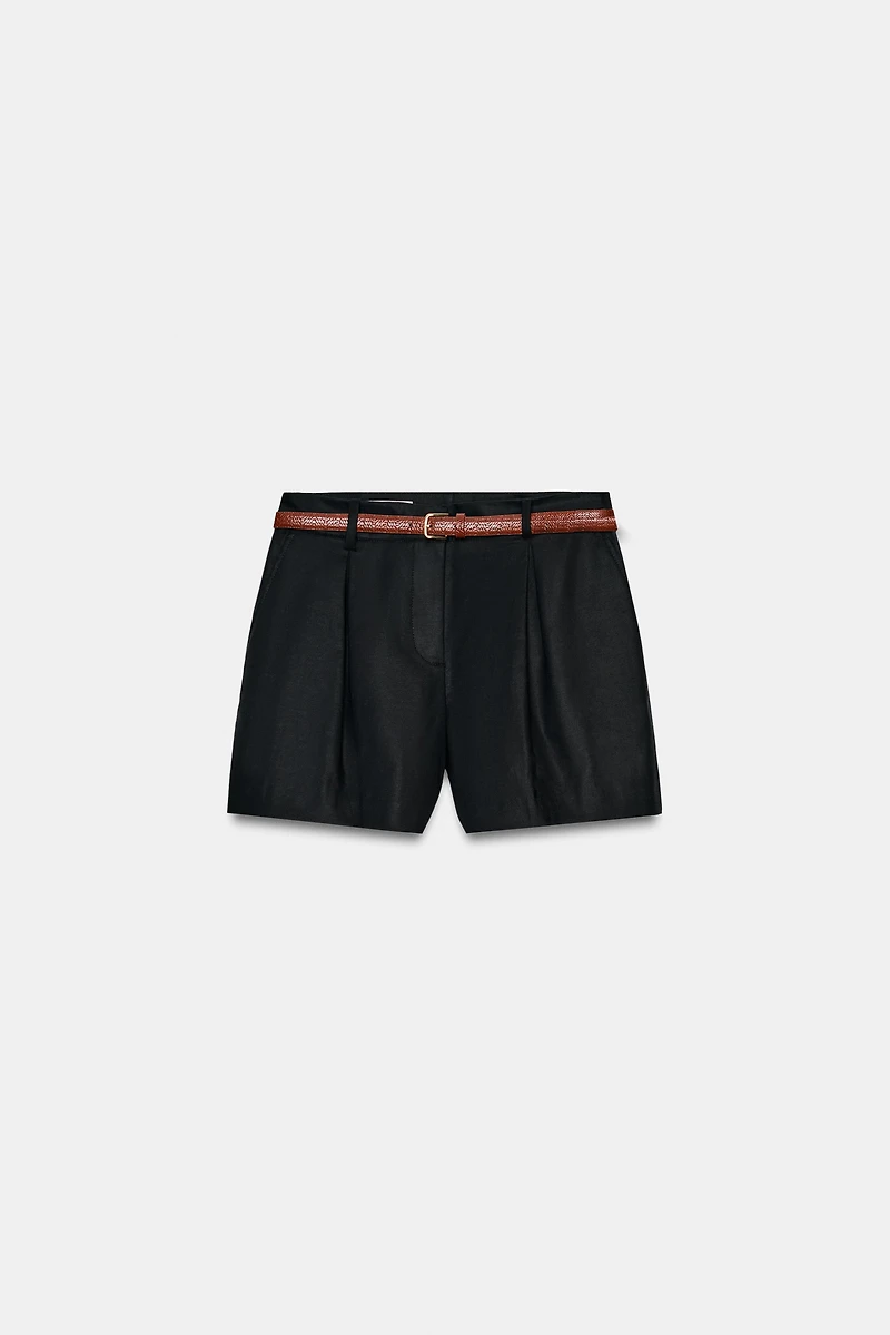 BELTED PLEATED SHORTS