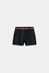 BELTED PLEATED SHORTS