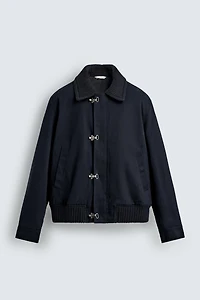 CONTRASTING COLLAR TOGGLE JACKET