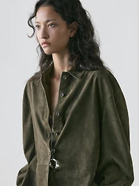 Chemisier coutures en cuir finition daim