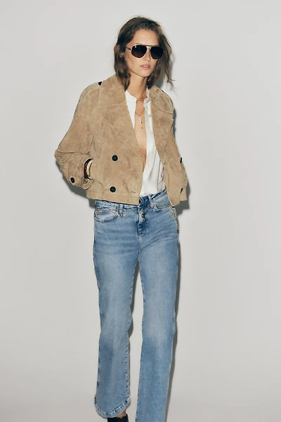 100% LEATHER SHORT TRENCH COAT