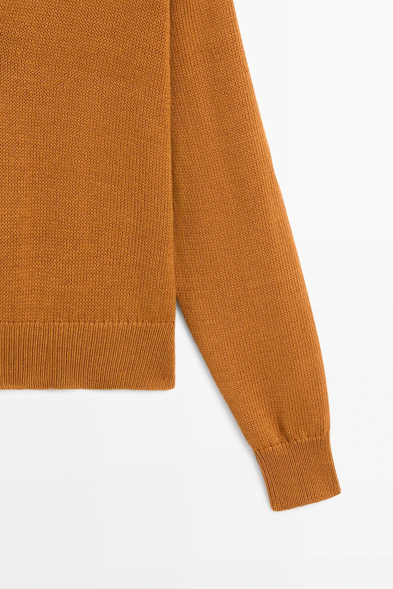 100% Cotton V-Neck Knit Sweater - STUDIO