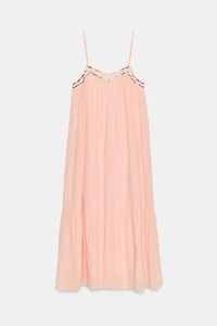 STUDDED GAUZE MIDI DRESS