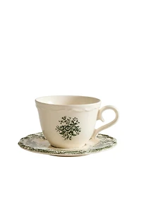 FLORAL TEACUP AND SAUCER