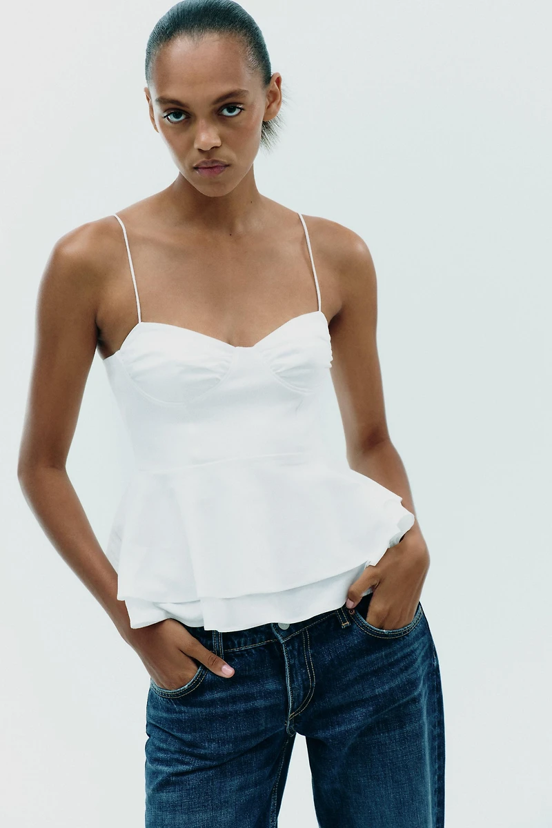 PEPLUM MIXED TOP