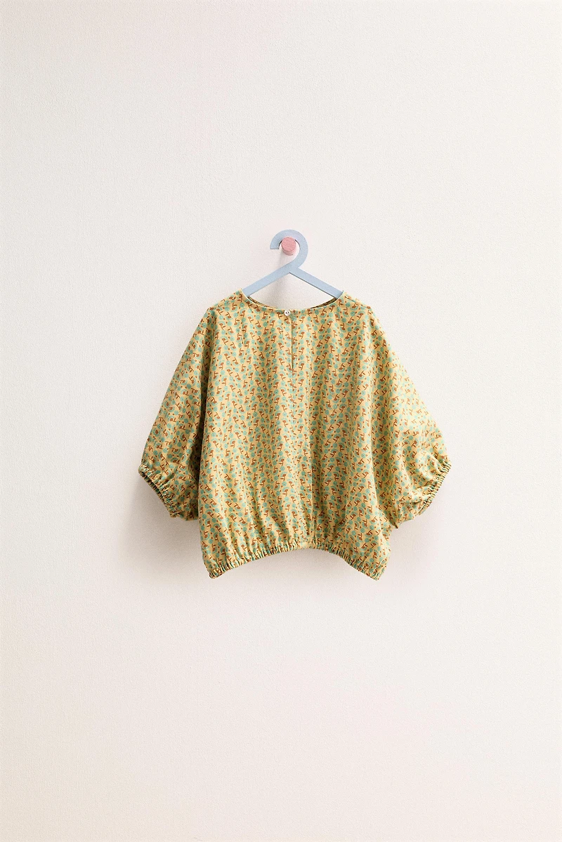 ZARA TIMELESS - OVERSIZED LINEN FLORAL TOP