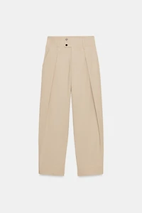 ADJUSTABLE HEM WIDE LEG PANTS