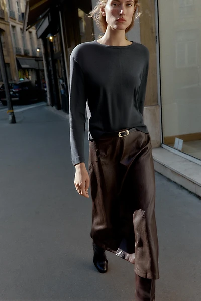 RIB KNIT LONG SLEEVE T-SHIRT