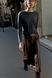 RIB KNIT LONG SLEEVE T-SHIRT