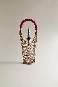 GLASS CRUET WITH RATTAN BASKET