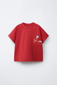 CROCHET KNIT POCKET T-SHIRT