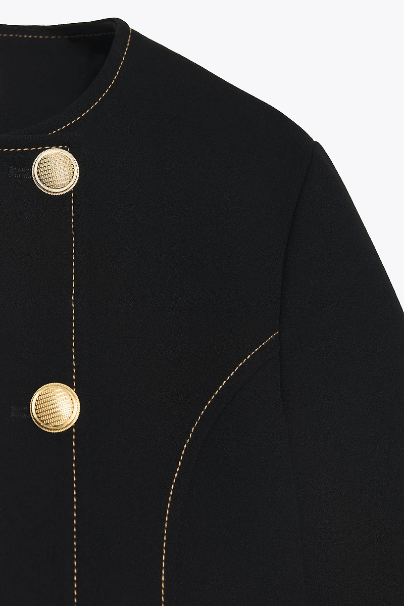 BLAZER MANCHES COURTES SURPIQÛRES CONTRASTE