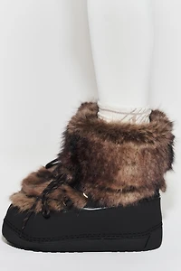 FAUX FUR COMBINED ANKLE BOOTS SKI COLLECTION