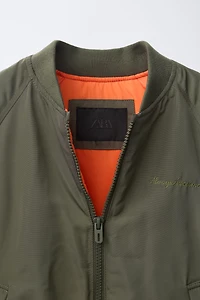 CONTRAST LINING BOMBER JACKET