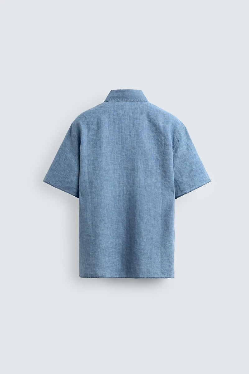 CHEMISE RELAXED FIT 100% LIN INDIGO