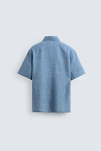 CHEMISE RELAXED FIT 100% LIN INDIGO
