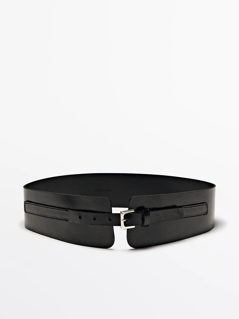 Ceinture en cuir nappa avec boucle carrée