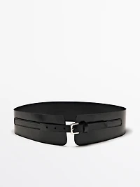 Ceinture en cuir nappa avec boucle carrée