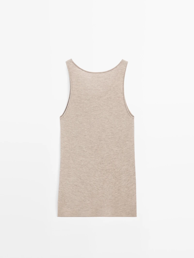 Long strappy knit top 100% cashmere - LIMITED